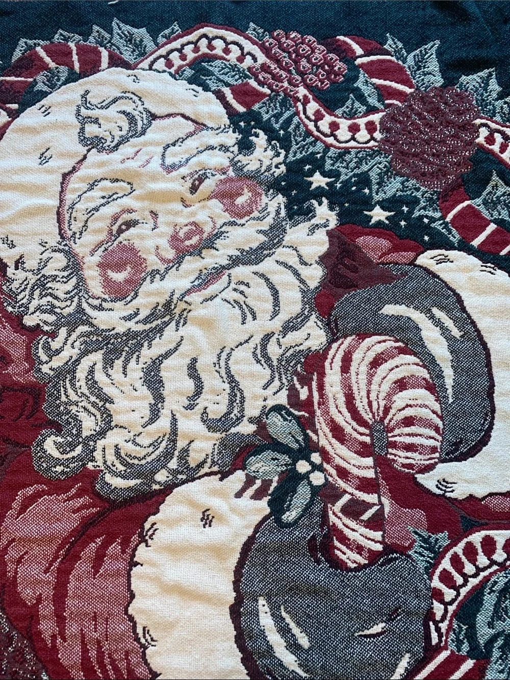 Vintage Tapestry Holiday Santa Nutcracker Throw Blanket